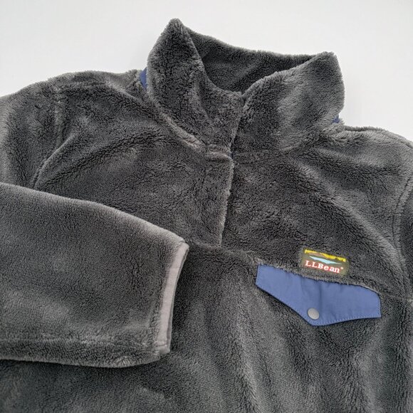 L.L. Bean Hi-Pile Fleece Snap Jacket Women’s XL Gray Ultraplush Sherpa Pullover - Picture 1 of 10